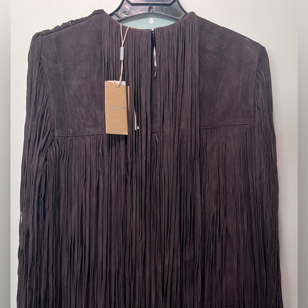 MICHAEL KORS COLLECTION Bonded Suede Fringed Dress size 8 - Picture 9 of 10